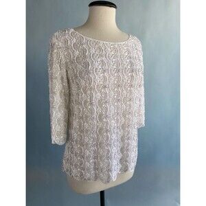 Vintage 1960’s Heavy Beaded White Lace Blouse
